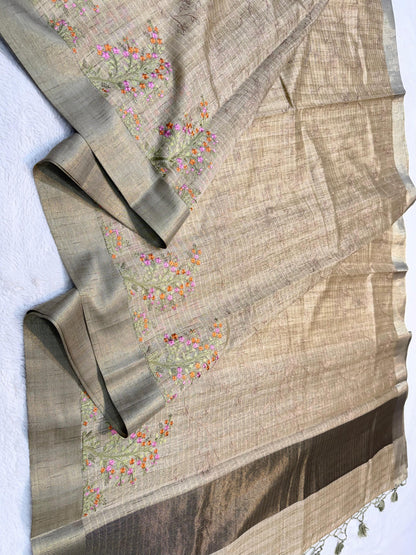 Pista Green Shade Khadi Silk Designer Embroidery Premium Banarasi