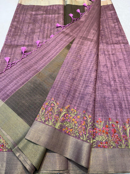 Pink Shade Khadi Silk Designer Embroidery Premium Banarasi