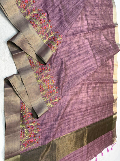 Pink Shade Khadi Silk Designer Embroidery Premium Banarasi