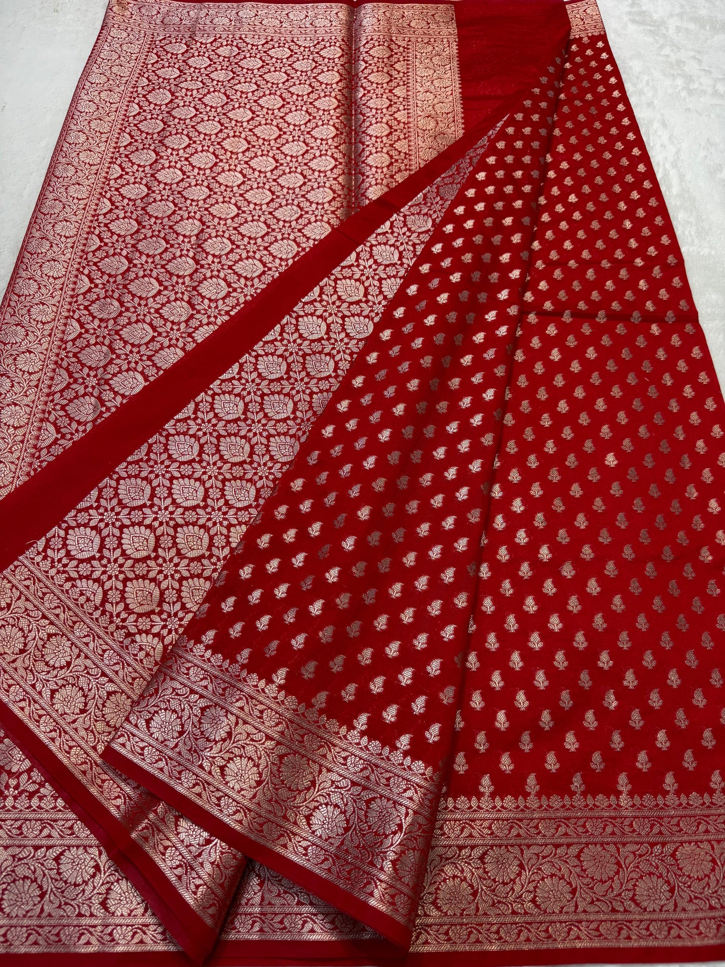 Red Shade Georgette Silk Premium Banarasi Saree