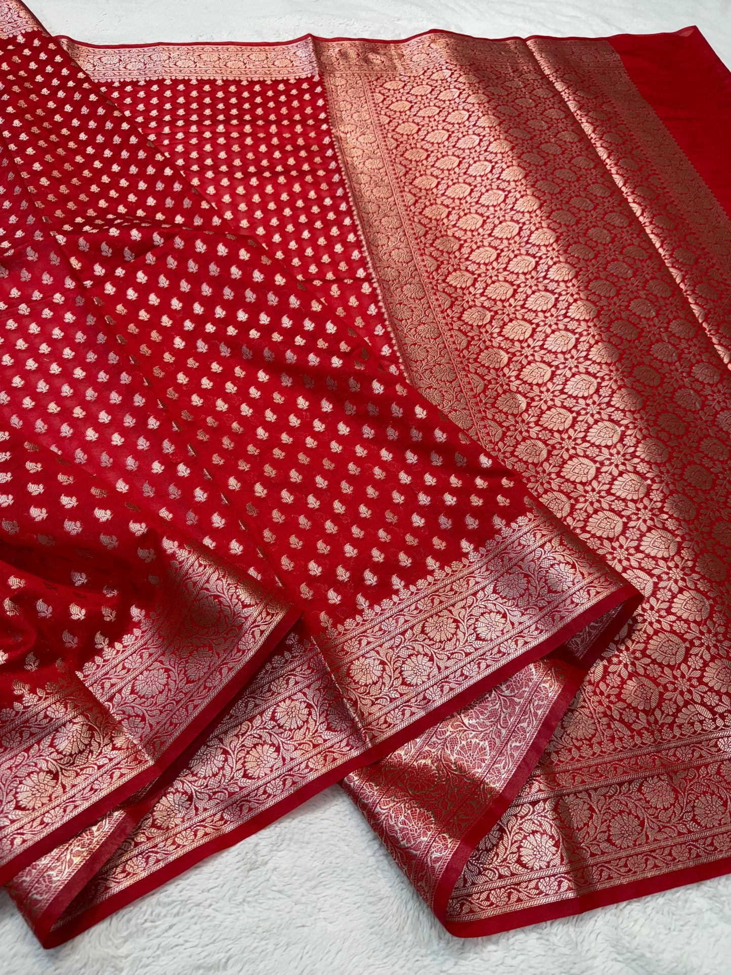 Red Shade Georgette Silk Premium Banarasi Saree