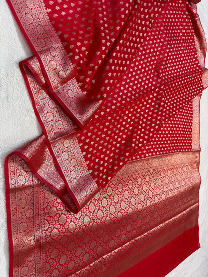 Red Shade Georgette Silk Premium Banarasi Saree