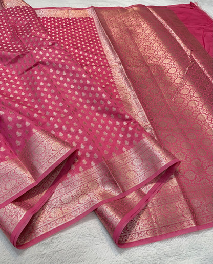 Pink Shade Georgette Silk Premium Banarasi Saree