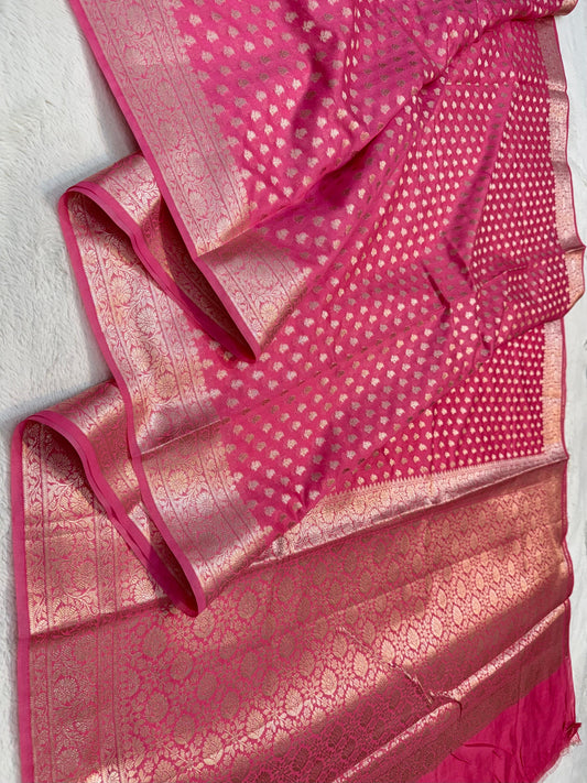 Pink Shade Georgette Silk Premium Banarasi Saree