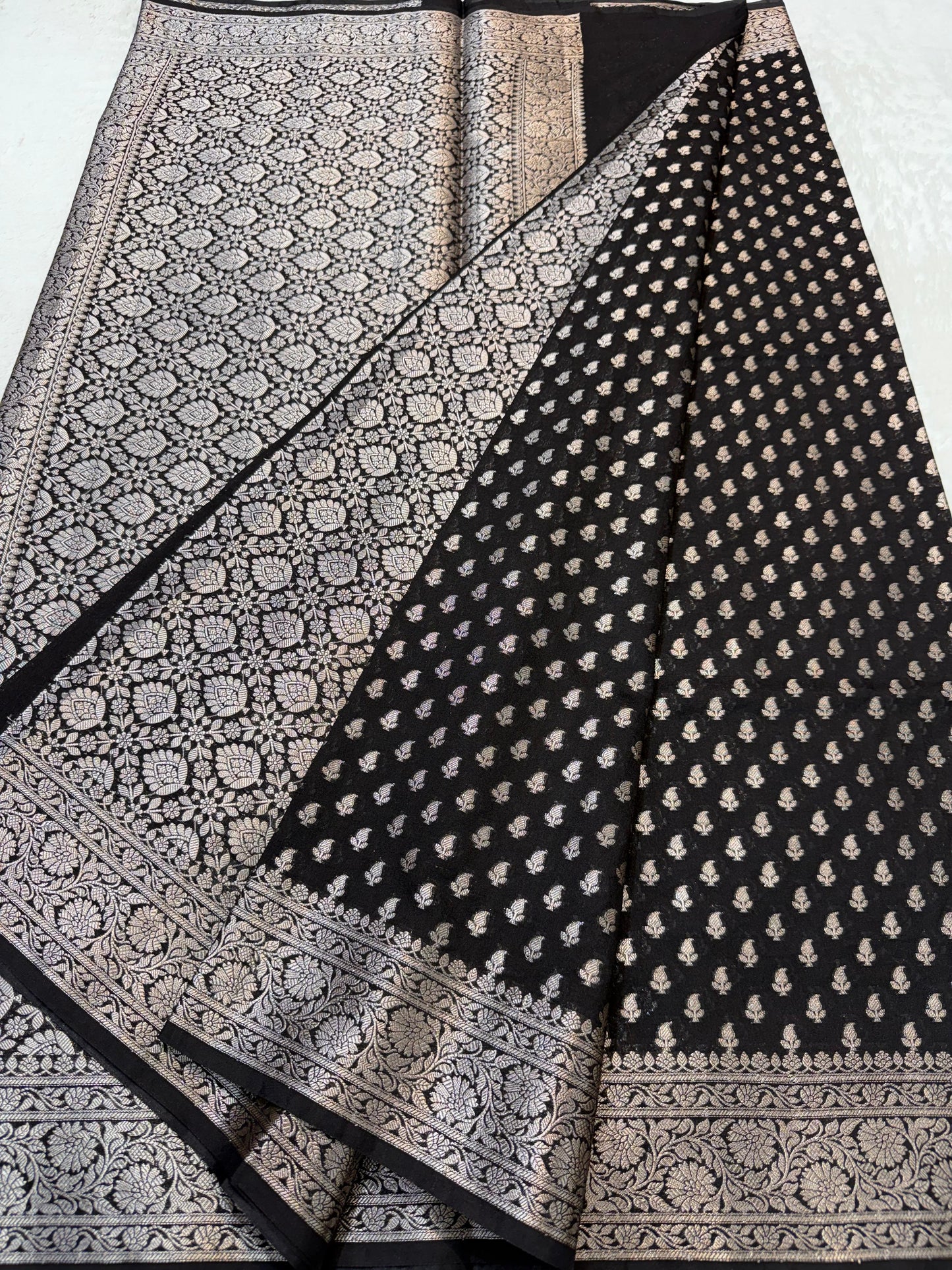 Black Shade Georgette Silk Premium Banarasi Saree