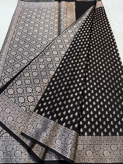Black Shade Georgette Silk Premium Banarasi Saree