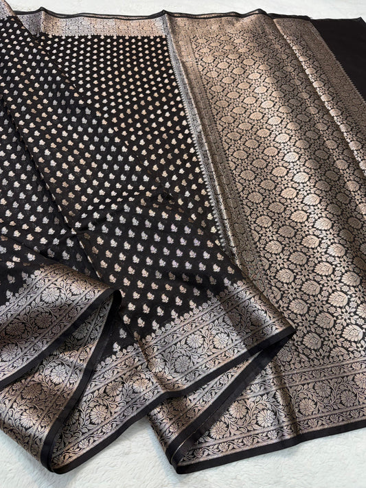 Black Shade Georgette Silk Premium Banarasi Saree
