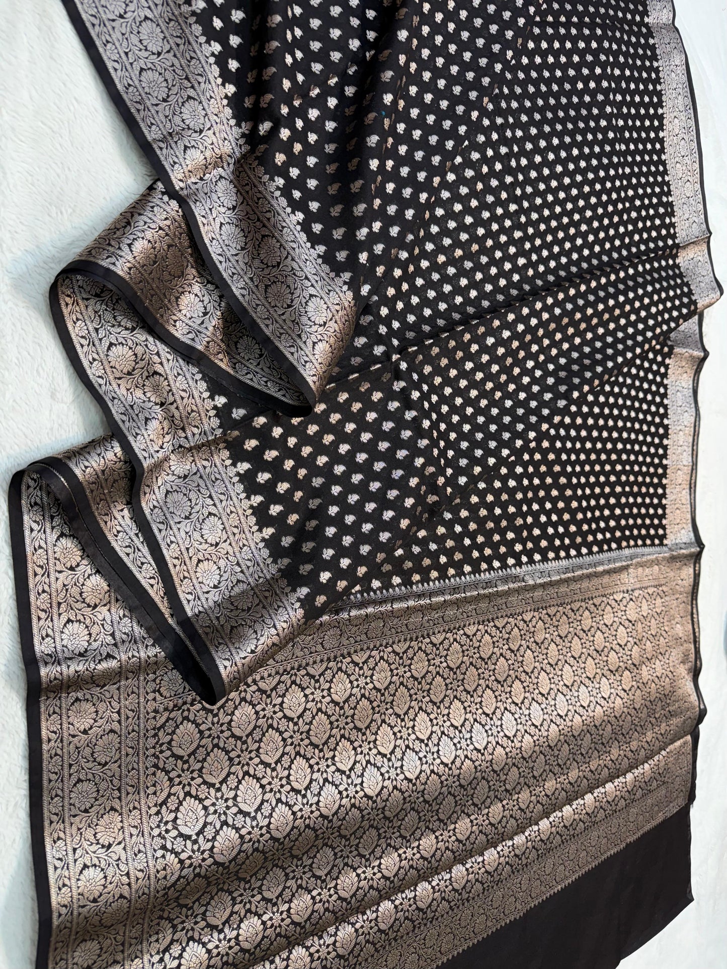 Black Shade Georgette Silk Premium Banarasi Saree