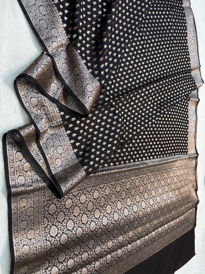 Black Shade Georgette Silk Premium Banarasi Saree