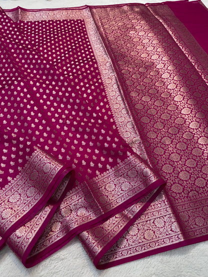 Maharani Shade Georgette Silk Premium Banarasi Saree