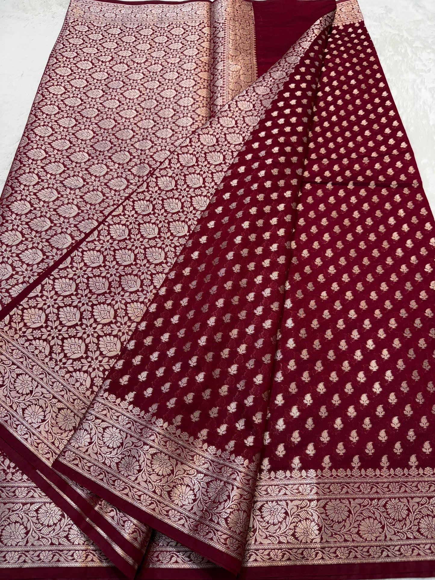 Maroon Shade Georgette Silk Premium Banarasi Saree