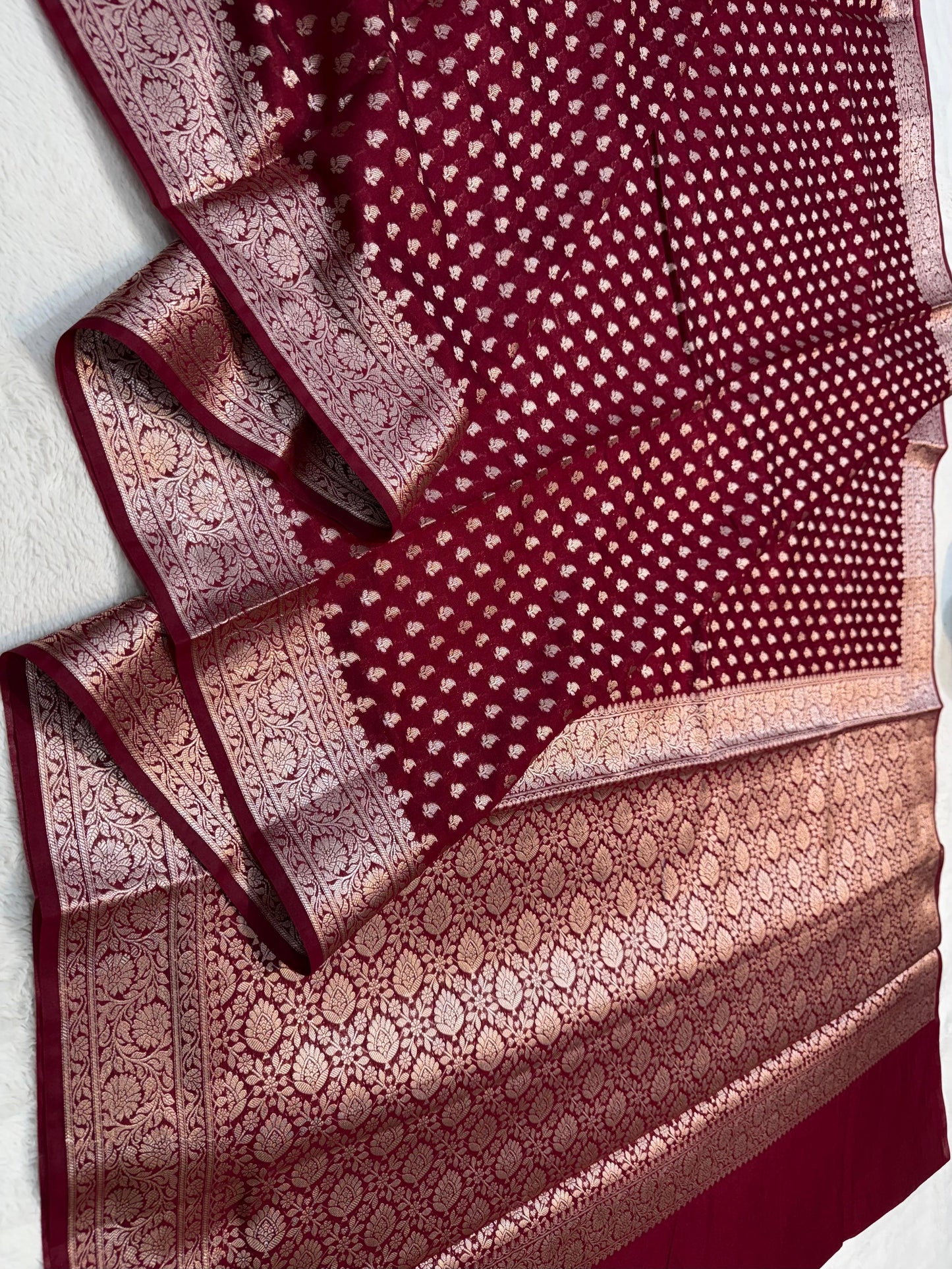 Maroon Shade Georgette Silk Premium Banarasi Saree