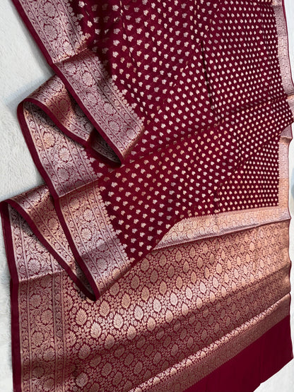 Maroon Shade Georgette Silk Premium Banarasi Saree