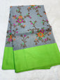 Gray & Green Shade Kora Organza Embroidery Banarasi Saree