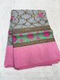 Gray & Pink Shade Kora Organza Embroidery Banarasi Saree