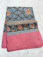 Gray & Pink Shade Kora Organza Embroidery Banarasi Saree