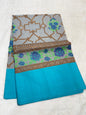 Gray & Blue Shade Kora Organza Embroidery Banarasi Saree