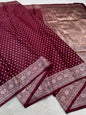Wine Semi Mashru Banarasi Saree