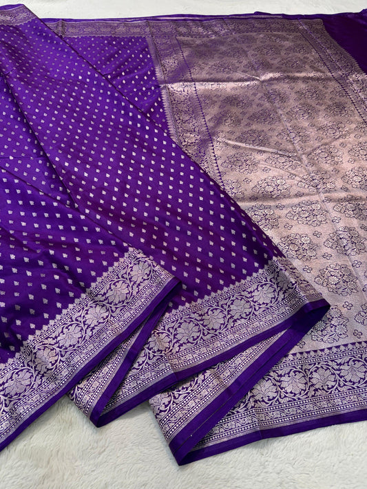 Royal Purple Semi Mashru Banarasi Saree