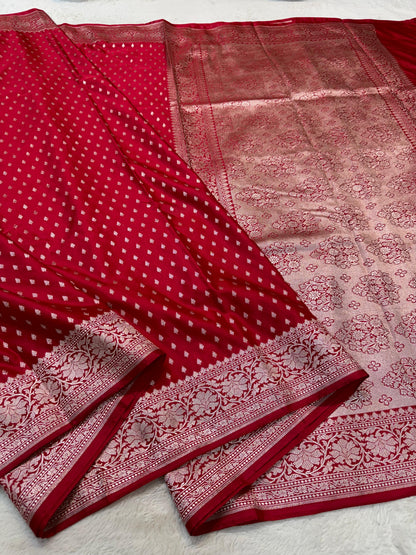 Sindoor Red Semi Mashru Banarasi Saree