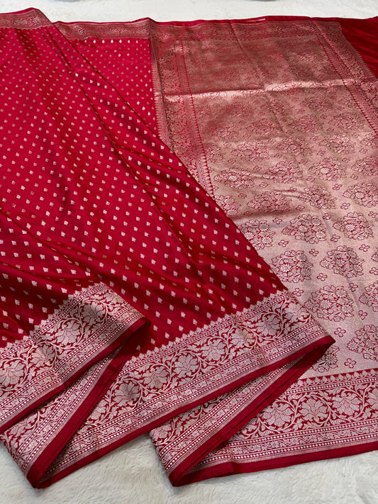 Sindoor Red Semi Mashru Banarasi Saree