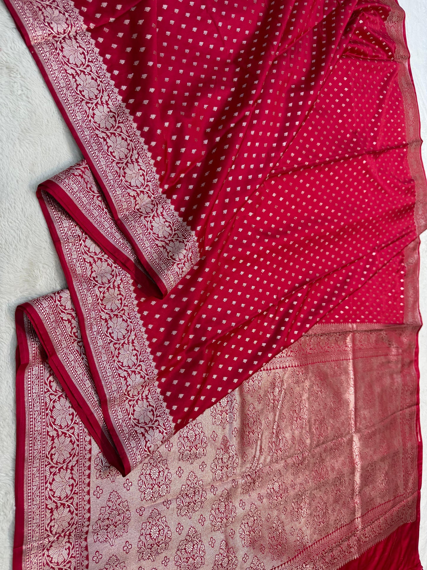 Sindoor Red Semi Mashru Banarasi Saree