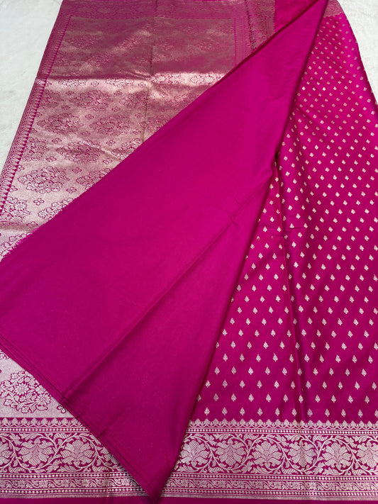 Deep Magenta  Semi Mashru Banarasi Saree