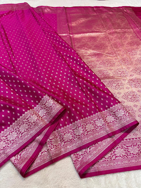 Deep Magenta  Semi Mashru Banarasi Saree