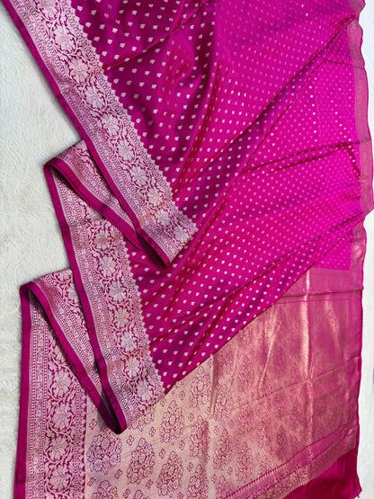 Deep Magenta  Semi Mashru Banarasi Saree