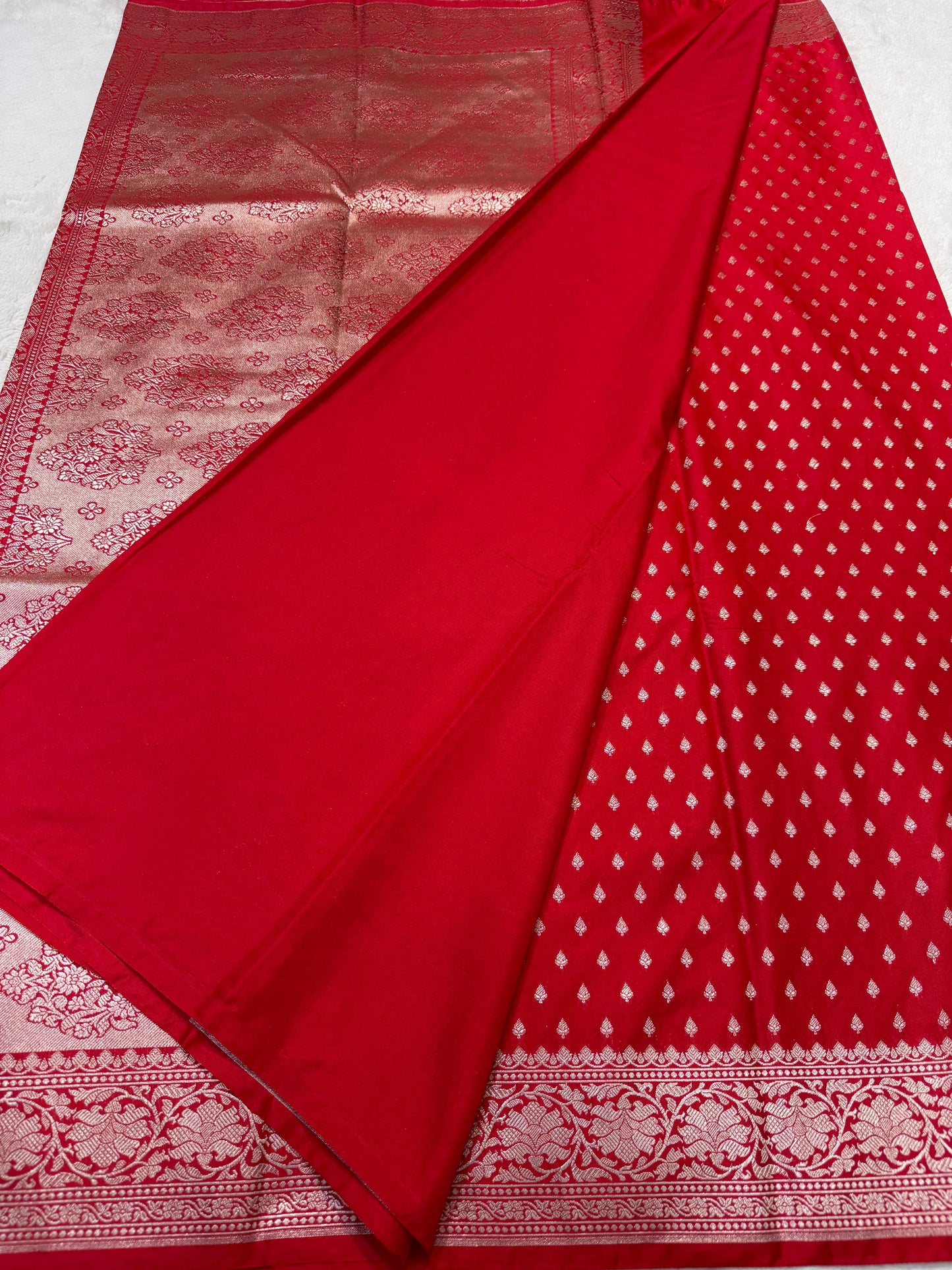 Wedding Red Semi Mashru Banarasi Saree