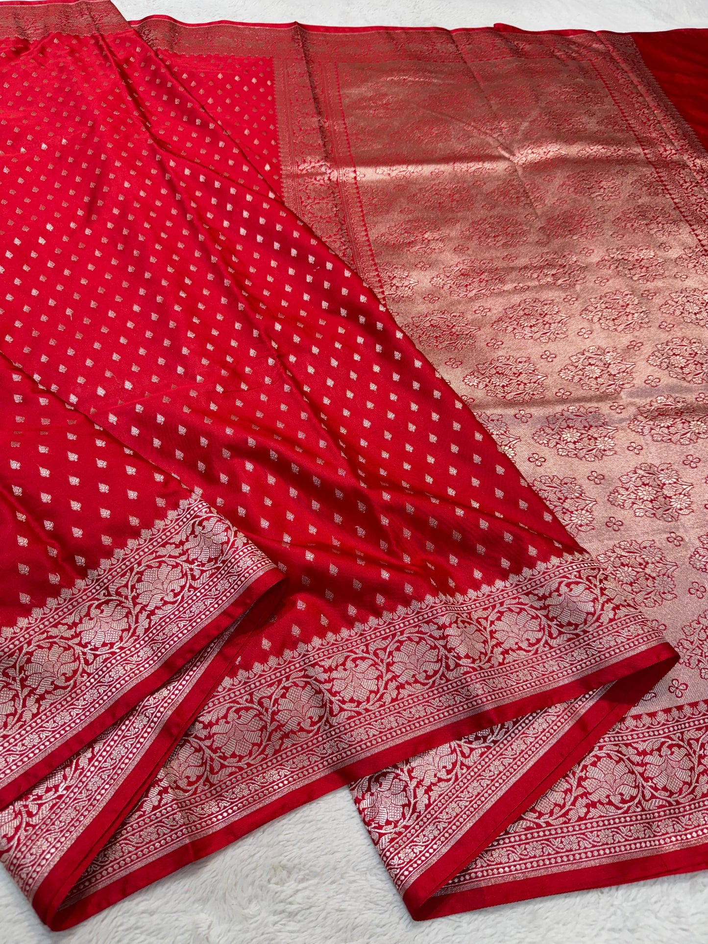 Wedding Red Semi Mashru Banarasi Saree