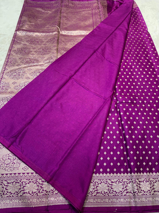 Baingani  Semi Mashru Banarasi Saree