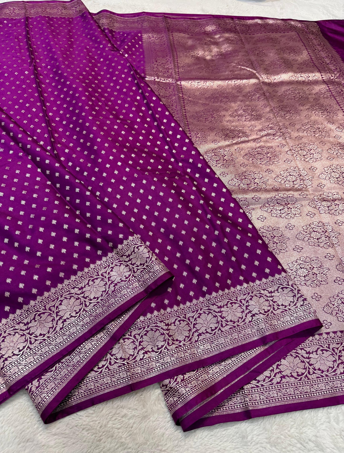Baingani  Semi Mashru Banarasi Saree