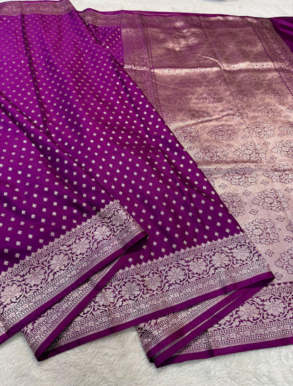 Baingani  Semi Mashru Banarasi Saree