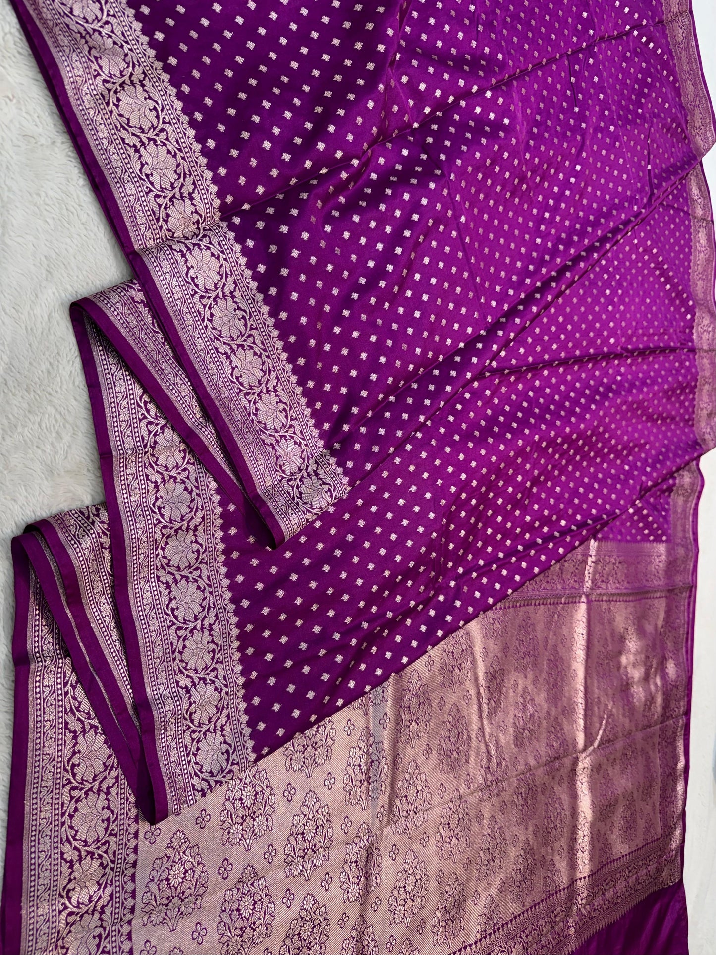 Baingani  Semi Mashru Banarasi Saree