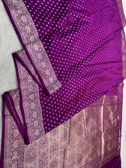 Baingani  Semi Mashru Banarasi Saree