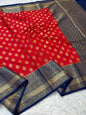 Red And Blue Dupion Silk Premium Banarasi Saree