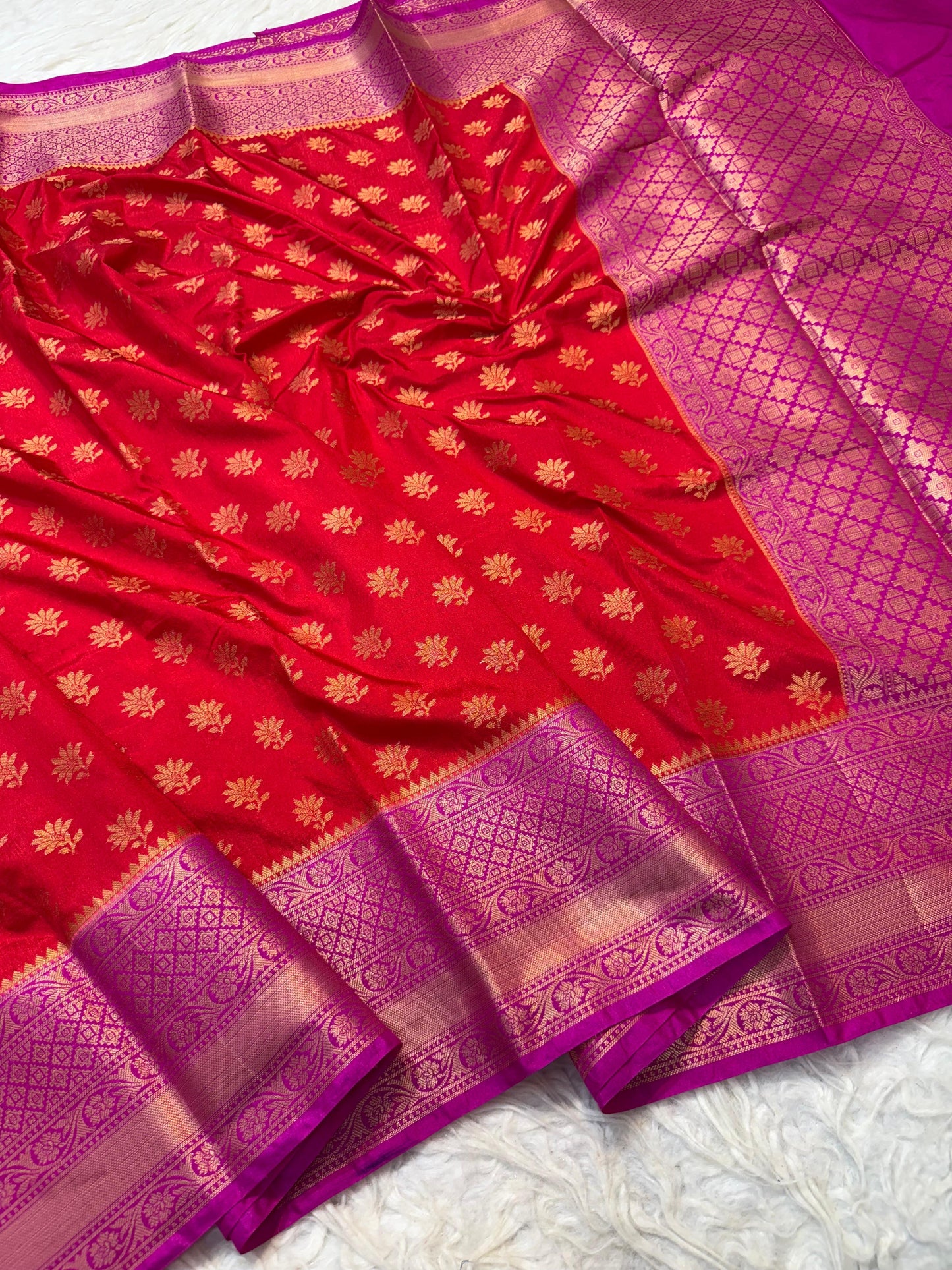 Red Dupion Silk Premium Banarasi Saree