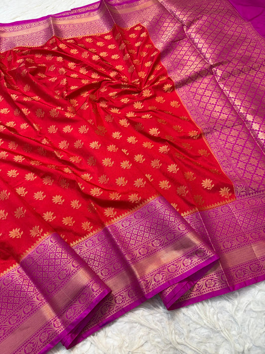 Red Dupion Silk Premium Banarasi Saree