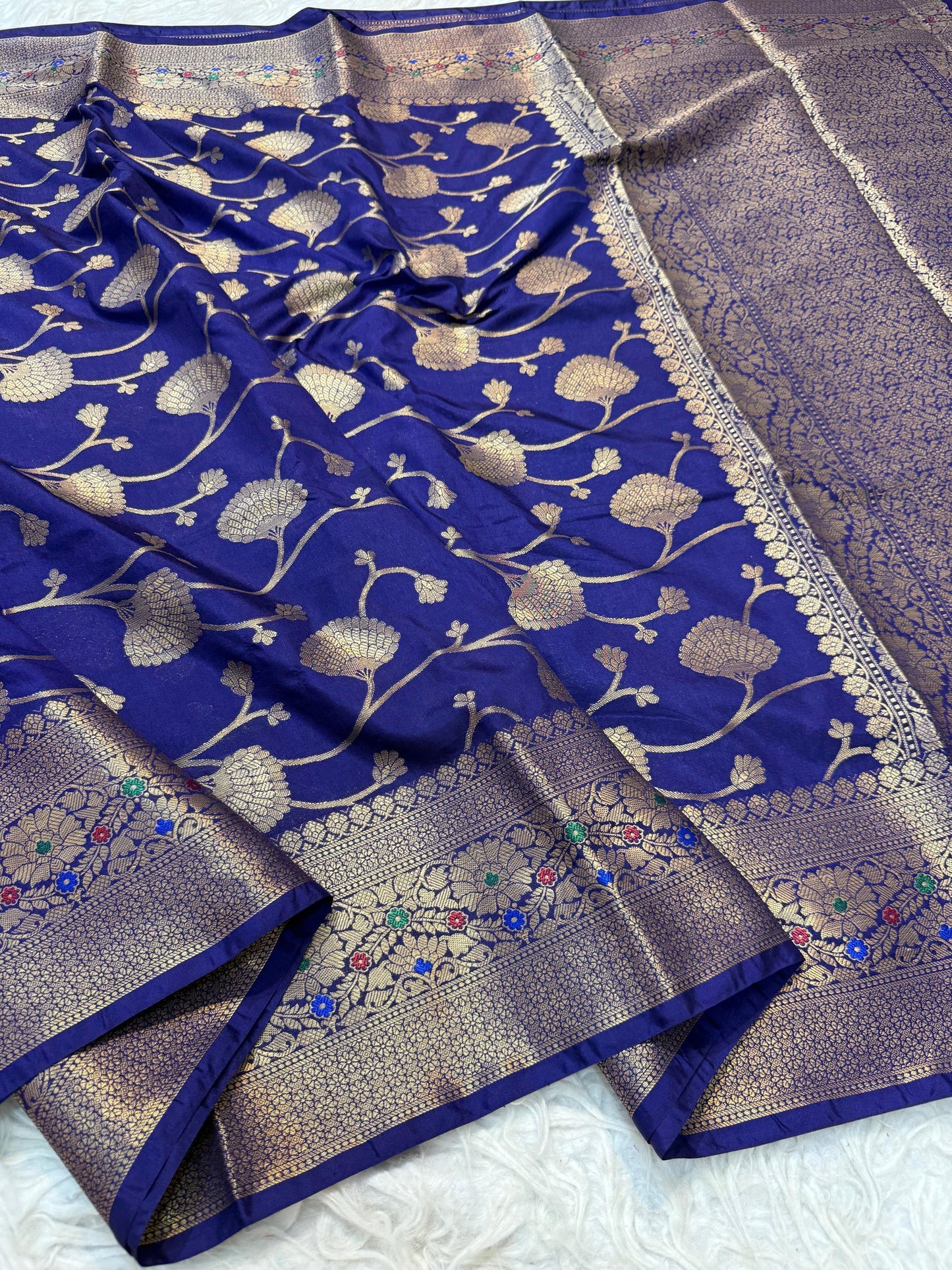 Blue  Dupion Silk Premium Banarasi Saree