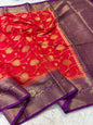 Red And Magenta Dupion Silk Premium Banarasi Saree