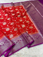 Red And Magenta Dupion Silk Premium Banarasi Saree (Copy)