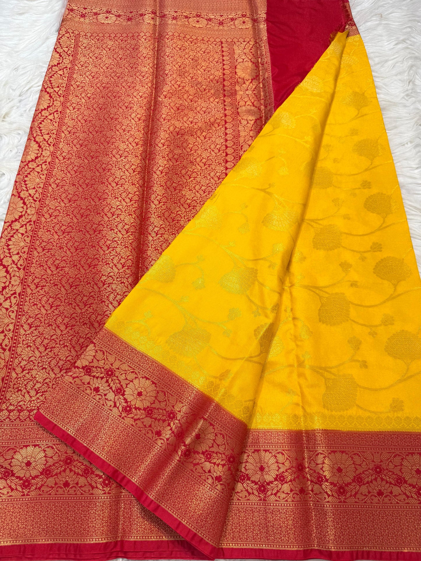 Gold And Red Dupion Silk Premium Banarasi Saree