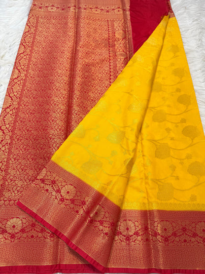 Gold And Red Dupion Silk Premium Banarasi Saree