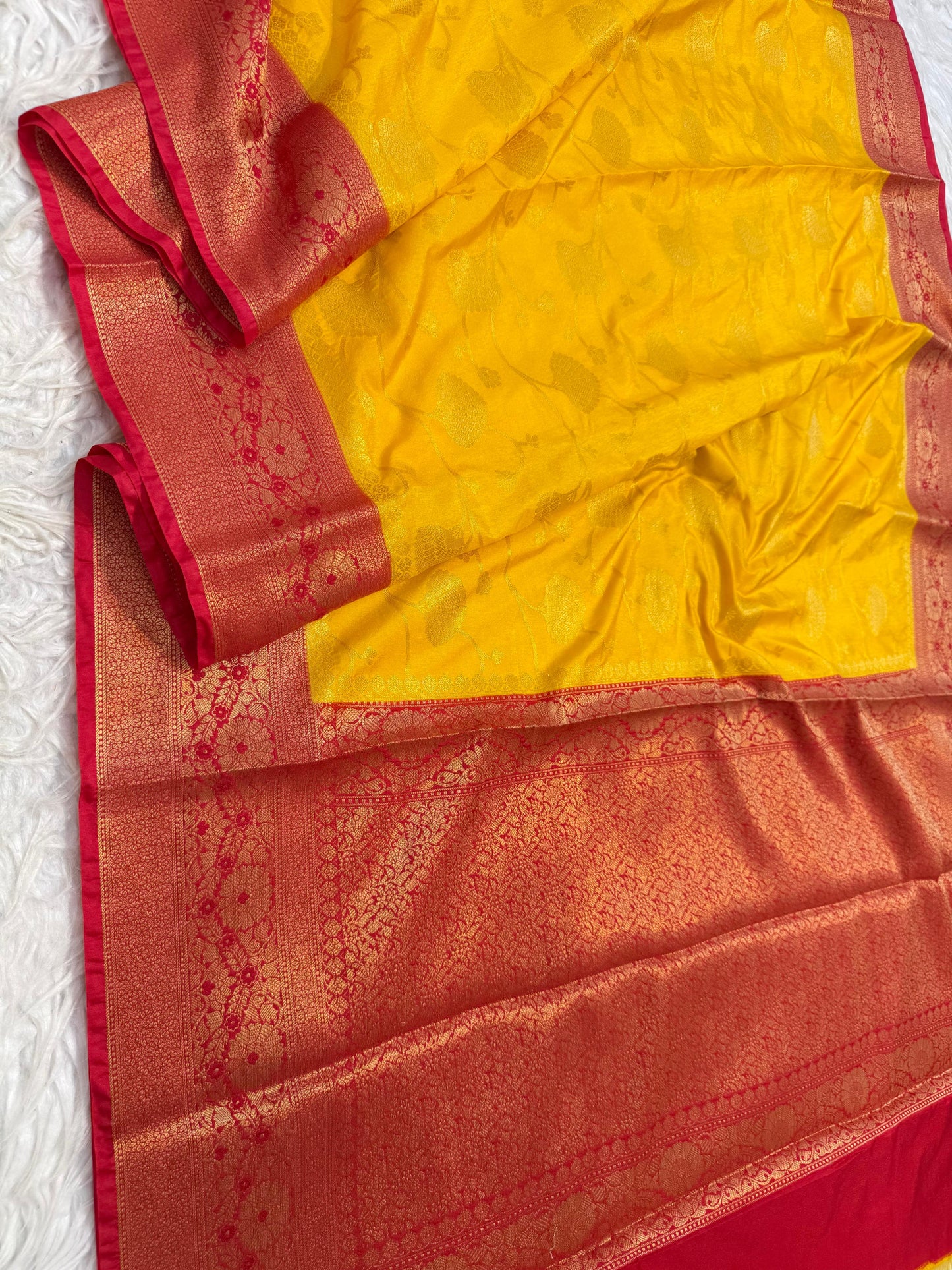 Gold And Red Dupion Silk Premium Banarasi Saree