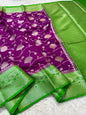 Magenta And Green Dupion Silk Premium Banarasi Saree