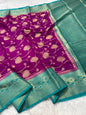 Magenta And Peacock Dupion Silk Premium Banarasi Saree