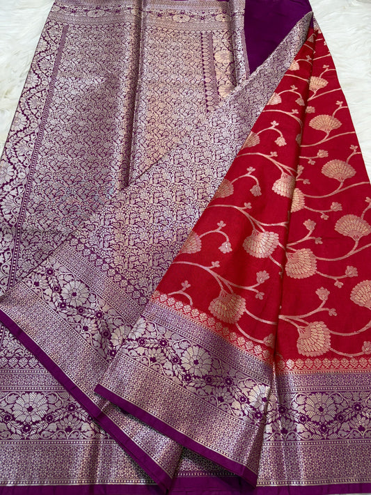Red  Dupion Silk Premium Banarasi Saree