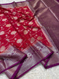 Red  Dupion Silk Premium Banarasi Saree