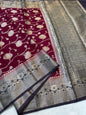 Maroon And Black Dupion Silk Premium Banarasi Saree